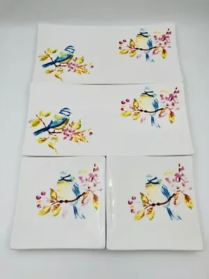 Vintage Pier 1 Imports Dolomite Blue Bird Ceramic Salad/appetizer Plates Set 4 • $21