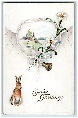 Easter Postcard Greetings Lilly Flowers Ringing Bell Embossed C1910's Antique • $9.72