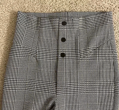 NWOT~ZARA Woman~Black & White Plaid~High Rise~Slit Hem~Casual/Career Pants~Sz Sm • $19.99