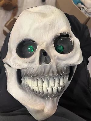 Vintage 1995 Paper Magic Group Halloween Mask W/ Hood Green Light Up Eyes Skull • $24.95