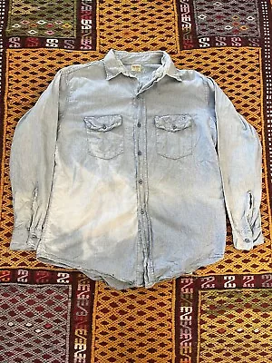 Vtg 1950s Distressed US Navy Chambray Work Deck Shirt USN Workwear 50s L XL? • $159.99