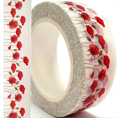 £3.98 • Buy POPPIES WASHI TAPE Decorative Craft Self Adhesive Paper Masking Strip 10m Long