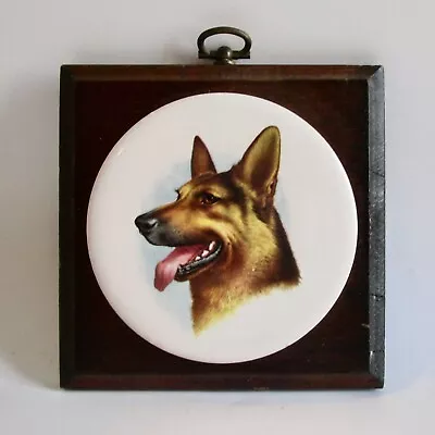 German Shepherd Dog Plaque Picture Vintage Ceramic Wood 4  Portrait Tile Pet • $29.99
