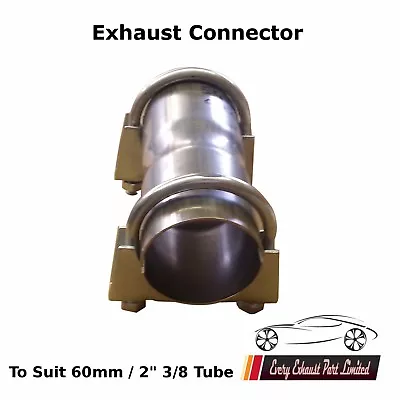 £9.45 • Buy 60mm 2  3/8 Exhaust Repair Pipe Tube Connector Joiner Sleeve Clamp On Or Weld On