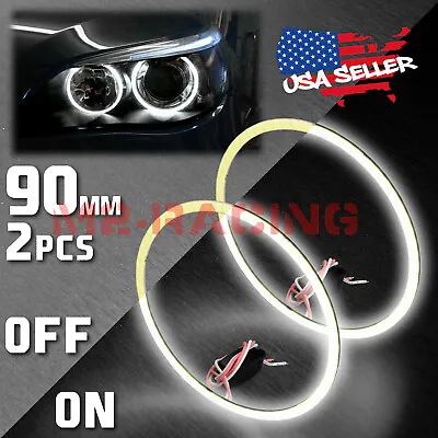 2pcs 90mm (3.54 ) Super White LED Halo Rings Angel Eyes HID Headlight Fog Light • $15.28