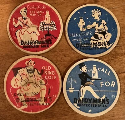 4 Dairymens Assn Dairy Hawaii Vintage Milk Bottle Caps Hawaiian Pog 32 33 34 35 • $45