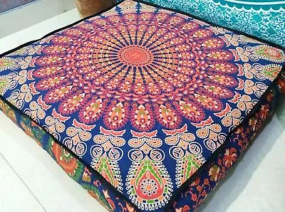 £15.99 • Buy Multicolour Square Floor Pillow Case Boho Throw Cushion Ottoman Pouf Dog Bed