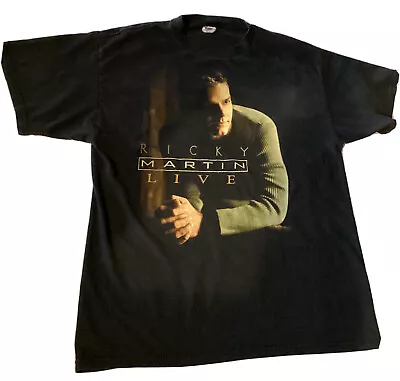 Vintage 1999 Ricky Martin Livin La Vida Loca Tour 1999 T-Shirt Y2K Mens XL • $18