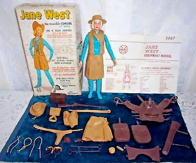 1965 Louis Marx Jane West Movable Cowgirl With MANY Accessories Directions-IOB • $139.99