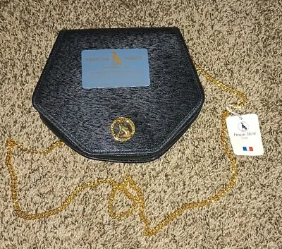 Nwt/vintage Francois Marot Black Crossbody Purse Paris France Gold Chain  Strap • $60