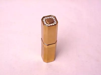 Vintage AVON Gold Tone Octagonal Rhinestone Topped Lipstick Tube • $10.50
