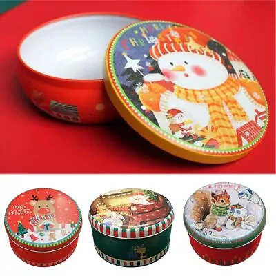 Gift Boxes Christmas Tin Gift Box Cookie Box Round Nesting Tins Santa Claus • $13.62