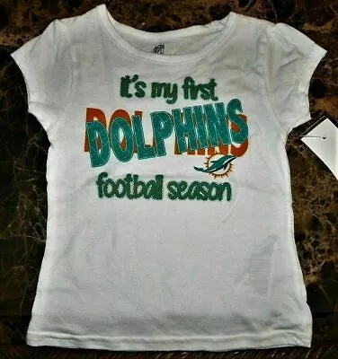  NEW  Miami Dolphins ~ FOIL Logo SHIRT JERSEY ~ NFL Girl's Sz 2T 2 GLITTER • $11.95