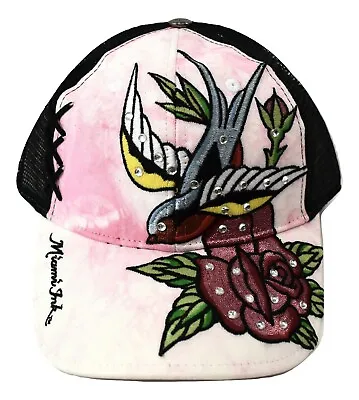 Miami Ink Womens Tattoo Art Company Snapback Mesh Bird Flower Trucker Hat Cap • $5.99