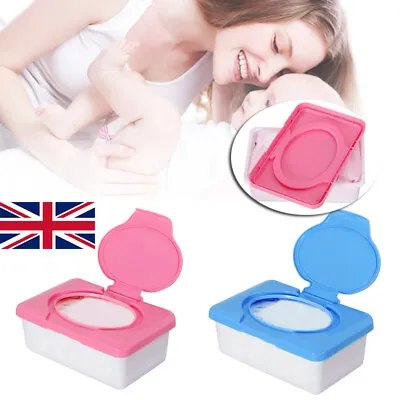 Wet Wipes Dispenser Holder Tissue Storage Box Case W/ Home Office Lid Blue Pink • £5.69