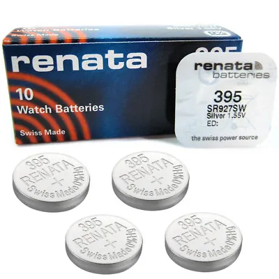 4 X Renata 395 SR927SW D395 GP395 SR57 Watch Batteries • £4.09