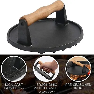 $16.96 • Buy Cast Iron Grill Press Weight Steak Burger Press Griddles Flattops Bacon Paninis