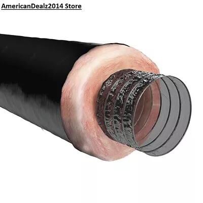 Insulated Flexible Round Flex Duct Tube R6 Heating/AC Black Venting CHOOSE SIZE • $99.90