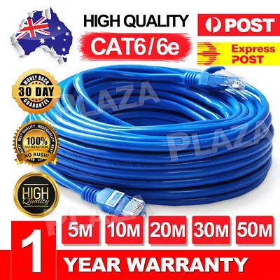 5m 10m 15m 20m 30m 50m Cat6 Cat6e Network Ethernet Cable Cables 100M/1000Mbps AU • $13.95