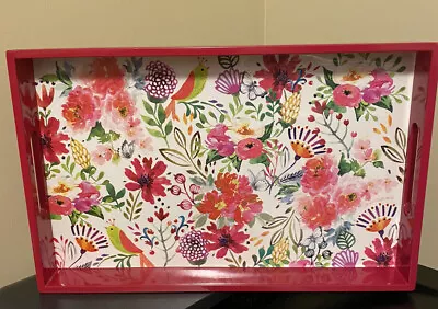 Michel Design Works Red Floral Tray 12x7 • $24.99