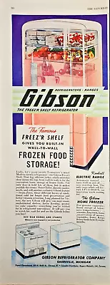 Gibson Refrigerator Freezer Shelf Buy War Bonds  Color 1945 Vintage Print Ad • $7.50