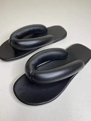 $175 • Buy Staud Black Leather Rita Puffer Sandal Sz 37 $225