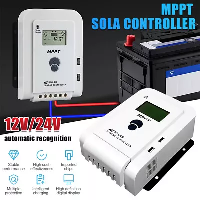 20A/40A/60A MPPT Solar Charge Controller Panel Battery Regulator Dual USB 12/24V • £28.99