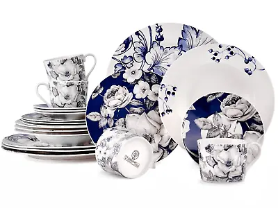 20 Pc Azur De Limoges Bone China Dinner Tea Set Porcelain Dinnerware Blue Plates • $97.30