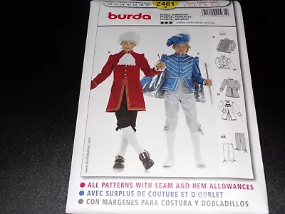 🌹 Burda #2461 - Boys Mozart - Musketeer - French Prince Costume Pattern 6-12 Ff • $11.39