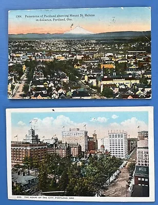 Postcards (2) ~ Aerial Views Portland OR ~ Downtown ~ Panorama ~ Mt. St. Helens • $0.99