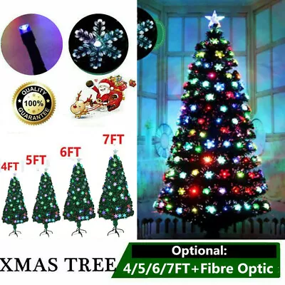 Pre-Lit Fiber Optic Artificial Christmas Tree W/Multicolor Lights Snowflakes US • $58.99