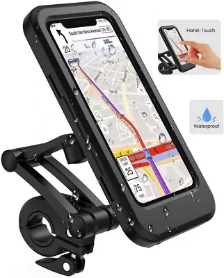 Waterproof Phone Case Mount Holder For Bicycle Bike Motor Handlebar 360 Rotation • $14.95