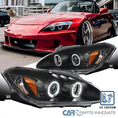 Fits Black 2004-2009 Honda S2000 AP2 LED Halo Projector Headlights Left+Right • $173.95