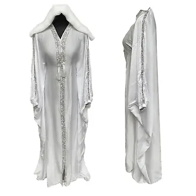 White Batwing Abaya Farasha Jalabiya Arab Dress • £37.99