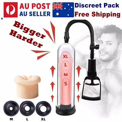 Male Penis Pump Dilator Plug Ball Stretcher Enlarger Vacuum Erection Enhancer AU • $19.99