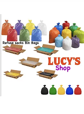 £4.29 • Buy All Coloured Refuse Sacks Bin Bags 150G Rubbish Scrap Waste Large