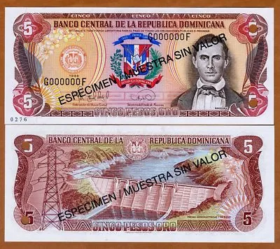 Specimen Dominican Republic 5 Pesos Oro 1996 P-152s1 UNC • $16.14