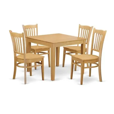 East West Furniture OXGR5-OAK-W Kitchen Dinette Table & 4 Chairs - Oak Finish • $156.28