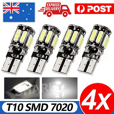 4x T10 7020 Smd 10led White W5w Wedge Tail Side Car Lights Turn Parker Bulb • $4.95