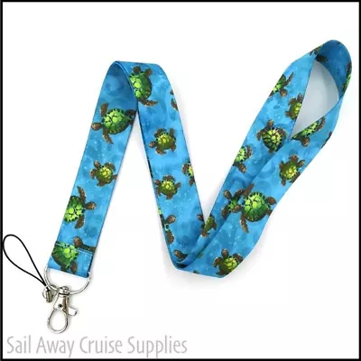 Turtle  LANYARD.  Key ID Card Holder. Work Travel Cruise. Tropical Ocean  BLUE • $9.95