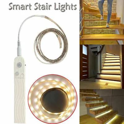 UK Battery Operated LED Strip Lights Wireless PIR Motion Sensor Wall Closet Lamp • £8.59