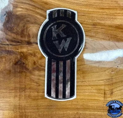 Old Style Dark Gray/Chrome Kenworth Emblem Decal Replacement High Quality USA • $88.07