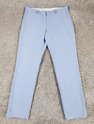 J Crew Pants Men's 35x32 Ludlow Slim Fit Flat Front Casual Cotton Chino Blue GUC • $28.99