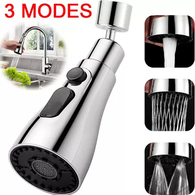 Kitchen Tap Spray Head Faucet Sprayer Attachment 3 Functions Spray Head 360° UK • £9.90