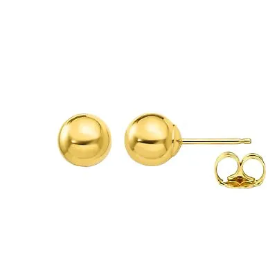 14K Real Solid Gold Round Hollow Ball Studs Earrings Push-back 2-12mm SALE🏅 • $24.99