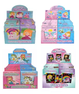 Kids Craft Kits Mosaic Stickers Suncatchers Fairy Mermaids Spiderman Minions • £3.75