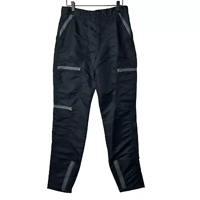 Bugle Boy Vintage Countdown Parachute Nylon Rave Pants Size 32L (32x33.5) Black • $59.99