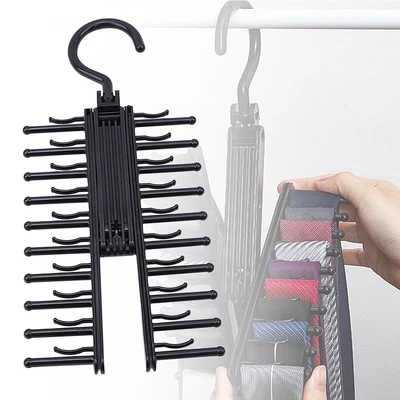£4.19 • Buy 20 Tie Rack Home Hanger Holder Compact Belt Silk Scarf Adjustable Rotating Hook