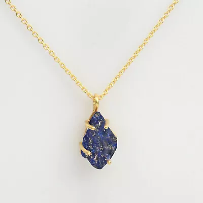 Raw Lapis Lazuli 18k Gold Plated Pendant 925 Silver Healing Necklace Jewelry • $19.71