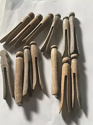 Vintage Wooden Clothes Pins Bakers Dozen(13)12 Round 1 SQ. SW Va. Estate Sale  • $24.96